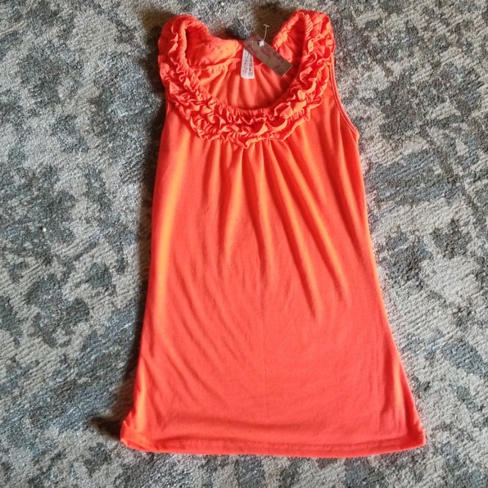 Neon Orange Ruffle Tank